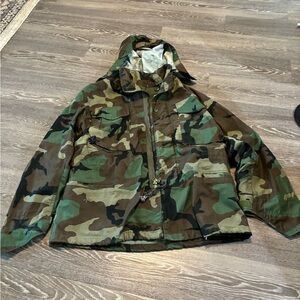 Men's Camouflage Army Style Field Hooded Jacket Hunting Outdoor Rugged Woodland